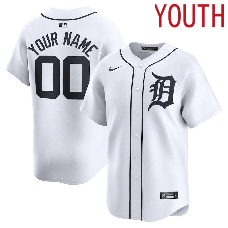 Youth Detroit Tigers Nike White Home Limited Custom MLB Jersey->youth mlb jersey->Youth Jersey